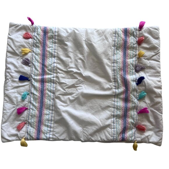 Pottery Barn Teen Emma Tassel Pillow Sham Bright Rainbow 19x25" Standard - Picture 1 of 5